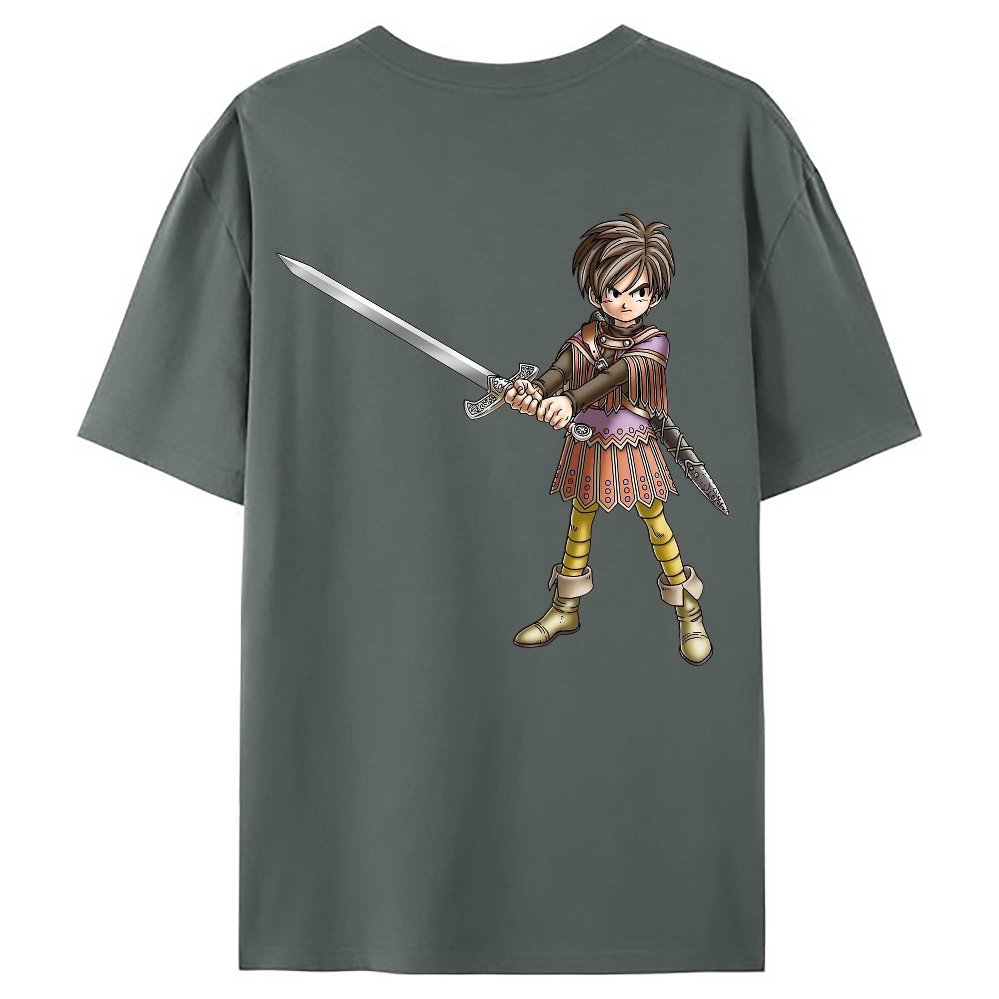 （画像用） ドラゴンクエスト Doragon Kuesuto Dragon Quest 綿100％ メンズ半袖Tシャツ（バックプリント） 通気性